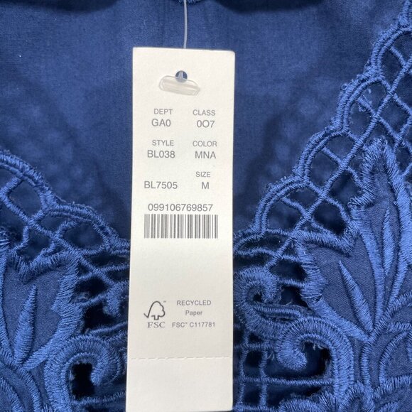 NWT J Crew Women Size M Blouse Eyelet Trim Embroidered Long Sleeve V-Neck  NEW - Picture 4 of 6